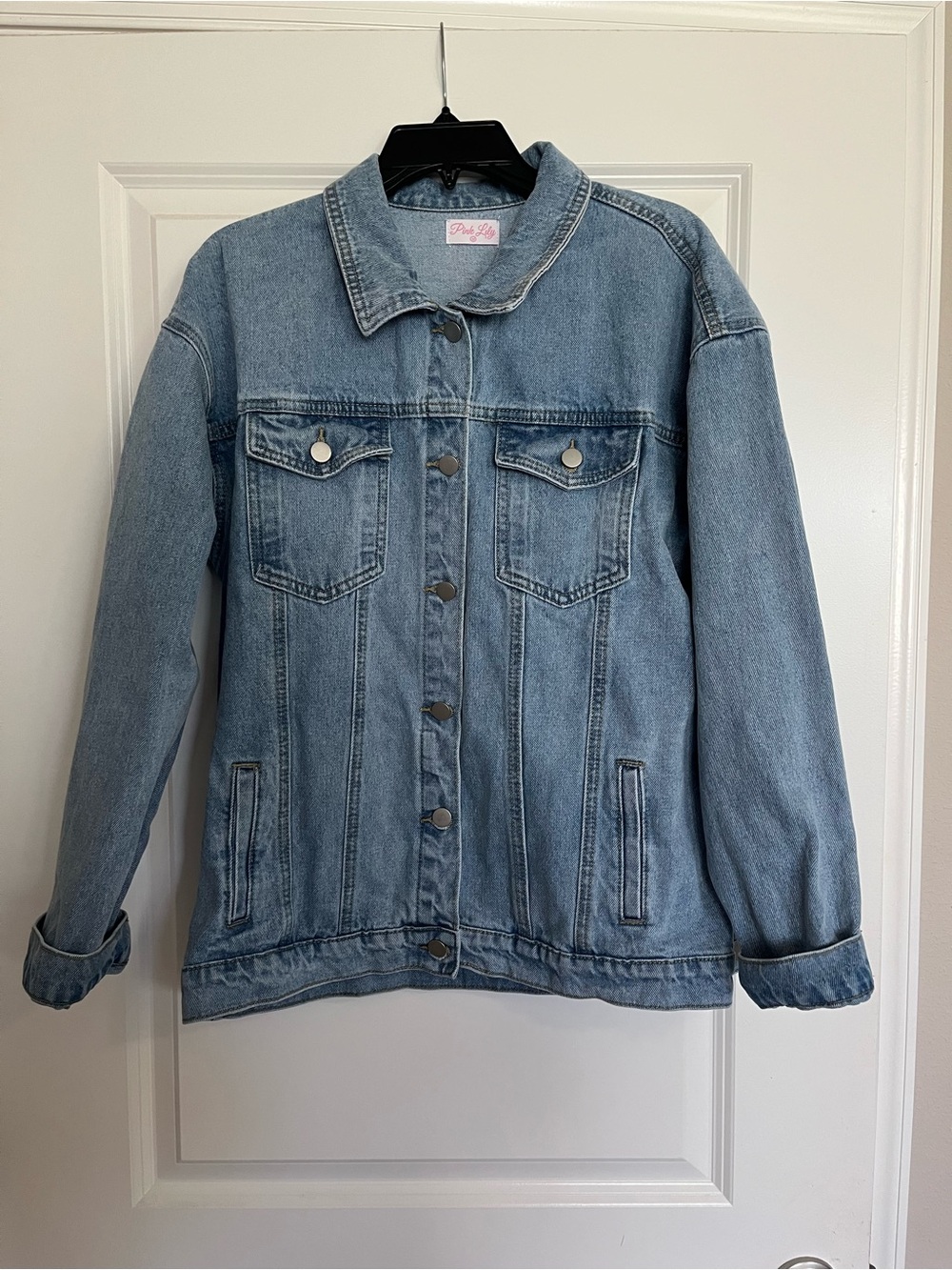 Pink Lily Light Blue Denim Trucker Jacket